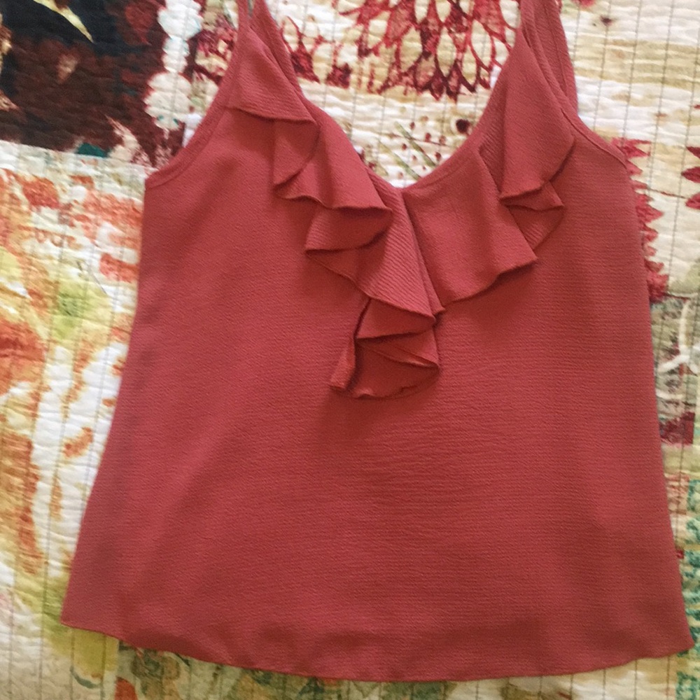 Coral ruffled tank
